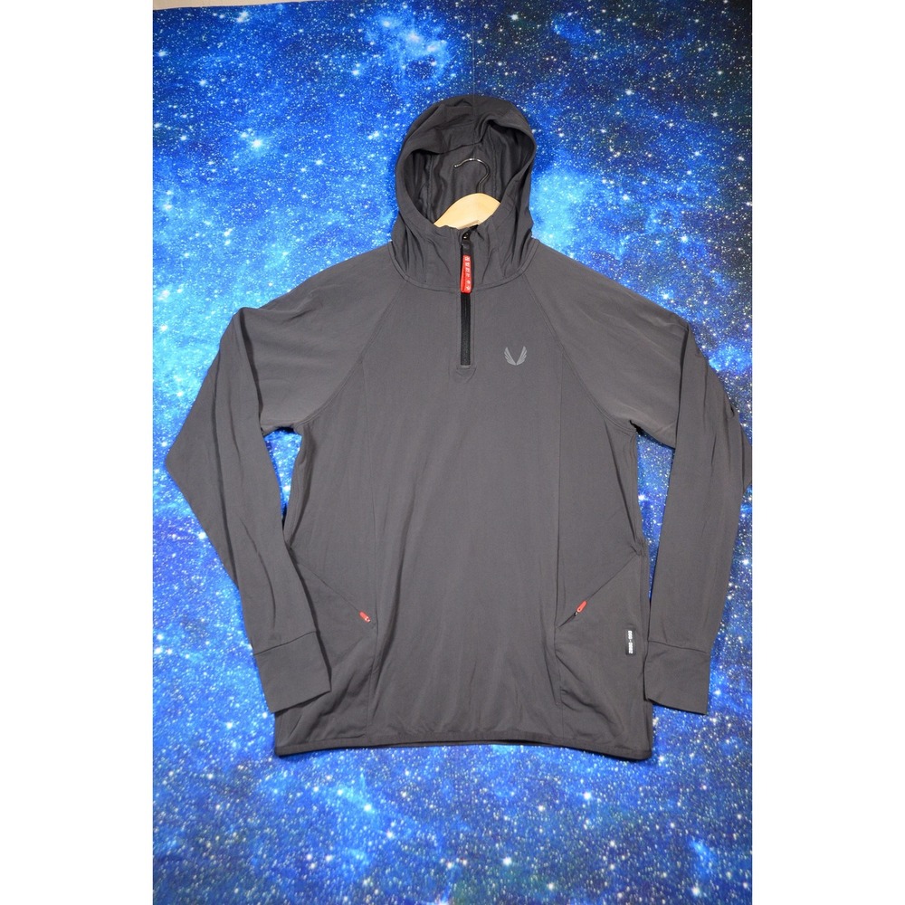 ASRV Hoodie Mens Small Gray 1/4 Zip Pullover Lightweight Stretch Running